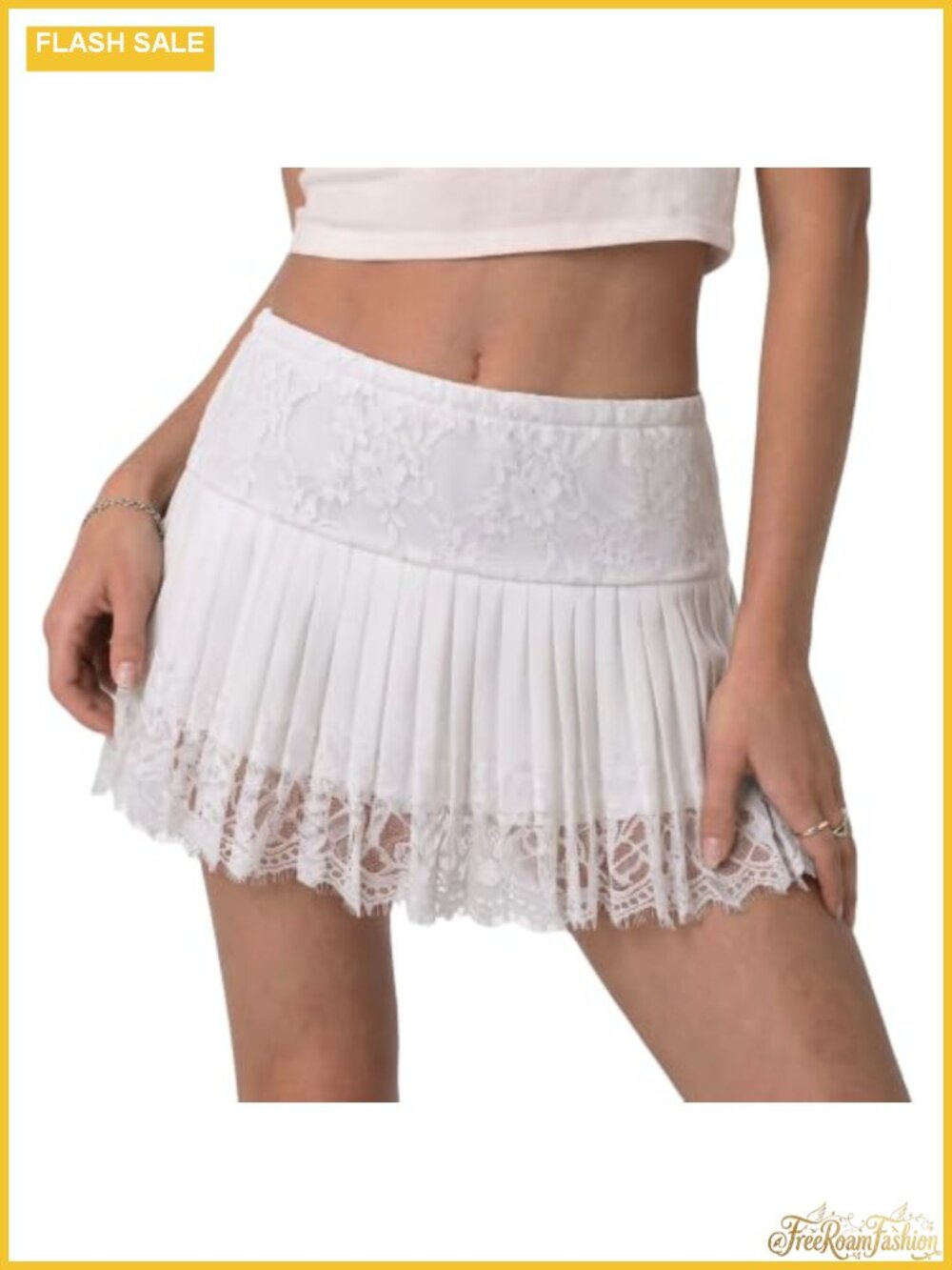 Lace Mini Skort Ruffle Pleated Y2K Mid Rise Pull On